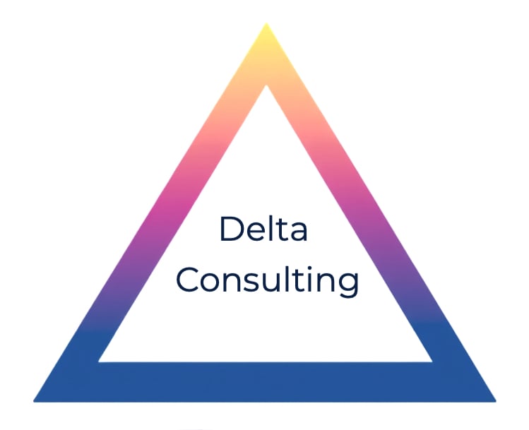 create logo delta ( the delta symbole should have these colour _ blue riviera navy pink and yellow at the top ) for Delta consulting company with no background_edited